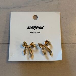 Edikted Shiny Gold Ribbon Earrings